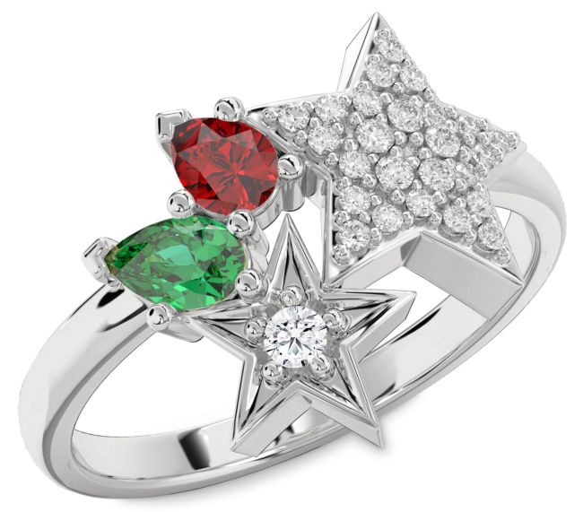 Diamond Silver Star Ring