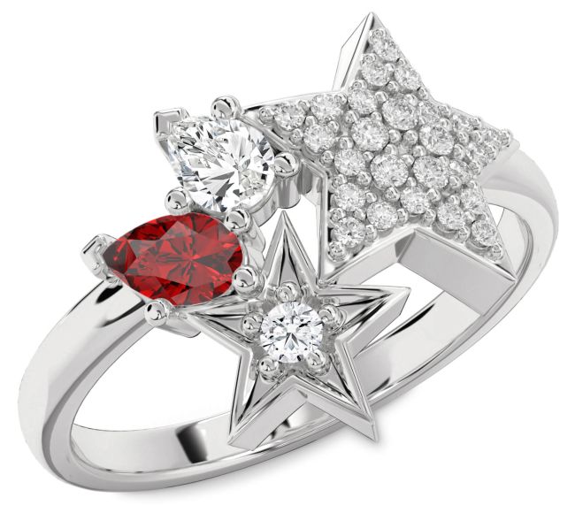 Diamond Platinum Star Ring