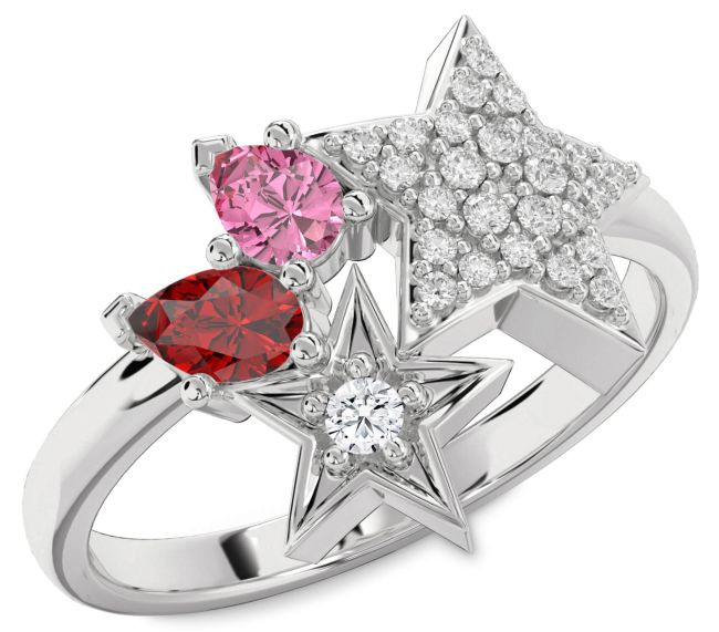 Diamond Silver Star Ring