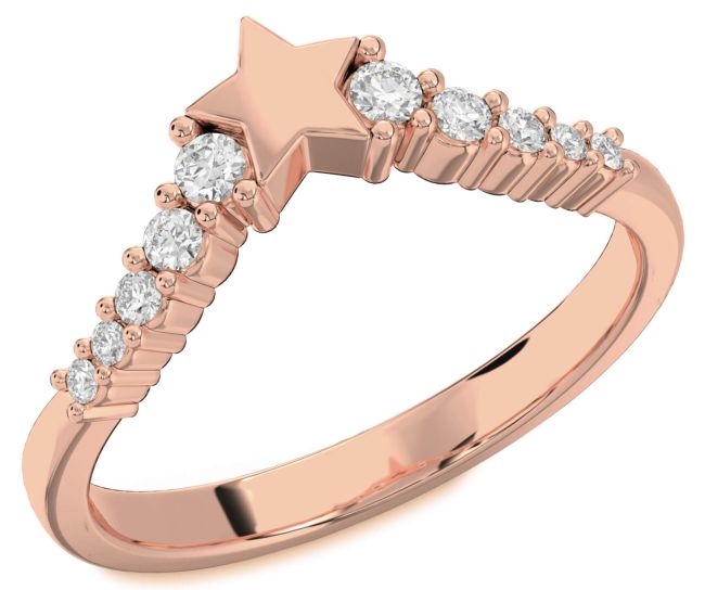 Diamond Rose Gold Star Ring