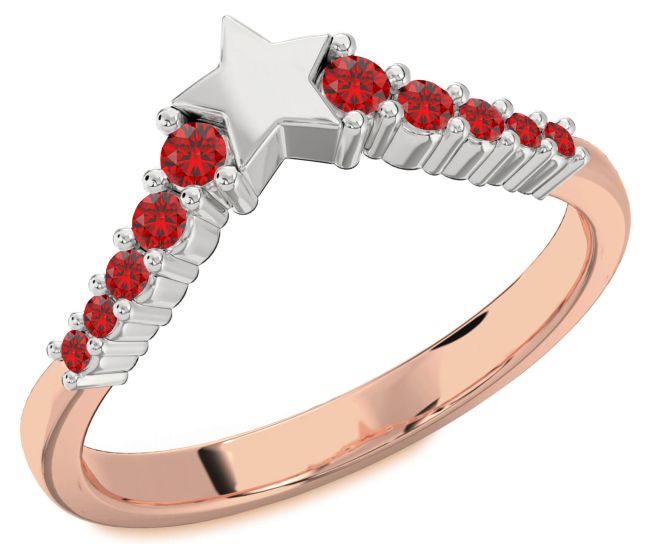 Ruby Rose Gold Silver Star Ring