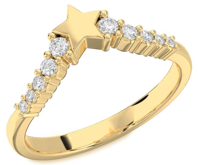 Diamond Gold Star Ring