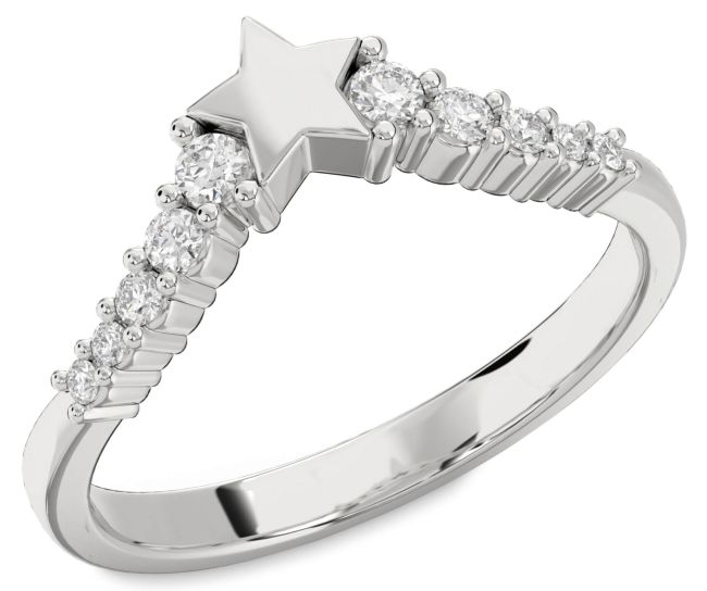 Diamond Platinum Star Ring
