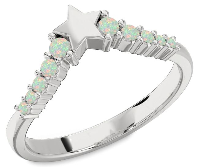 Opal Platinum Star Ring