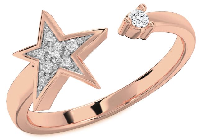 Diamond Rose Gold Star Ring
