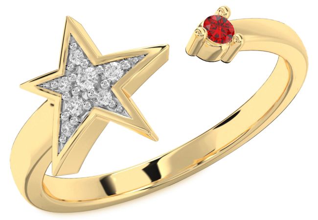 Diamond Ruby Gold Star Ring