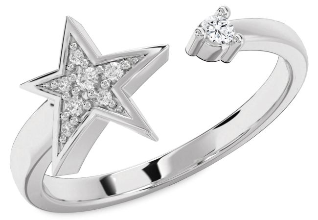 Diamond Platinum Star Ring