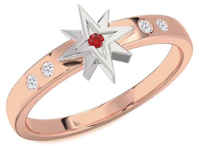 Diamond Ruby Platinum & Rose Gold Star Ring