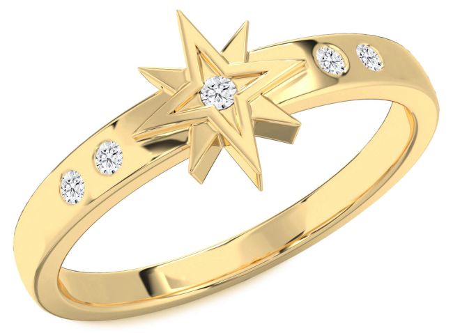 Diamond Gold Silver Star Ring