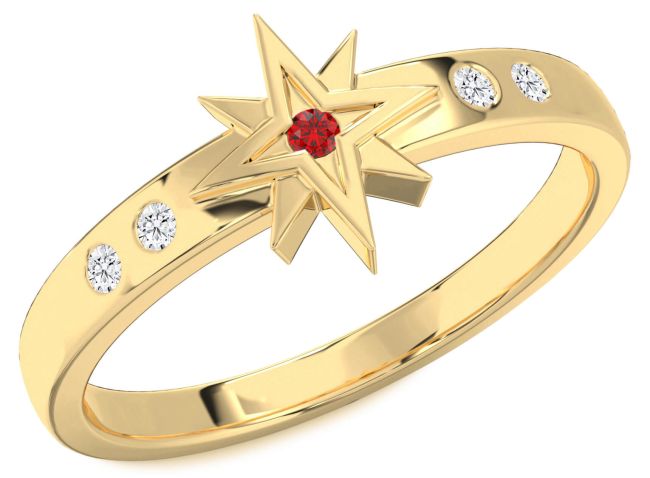 Diamond Ruby Gold Silver Star Ring