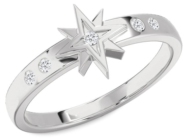 Diamond White Gold Star Ring