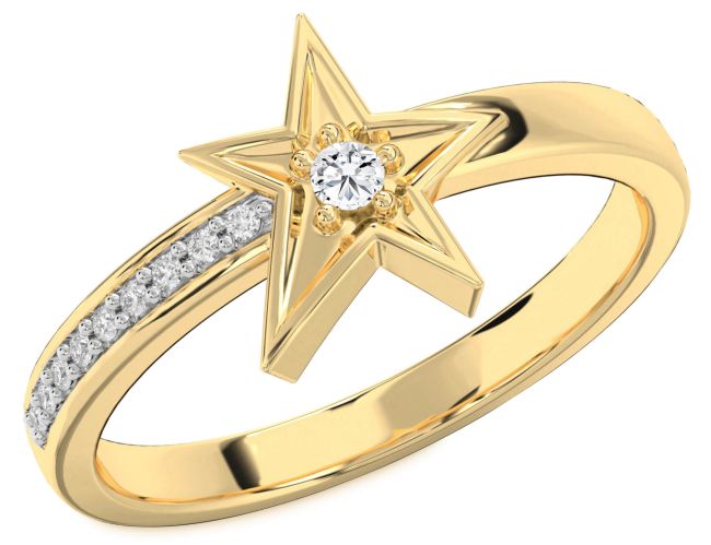 Diamond Gold Star Ring