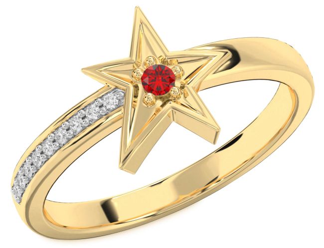 Diamond Ruby Gold Silver Star Ring