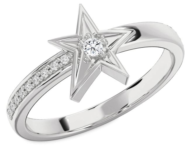 Diamond Silver Star Ring