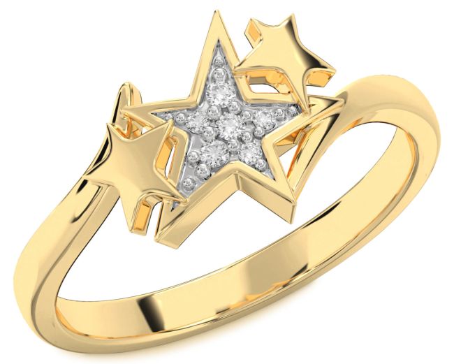 Diamond Gold Star Ring