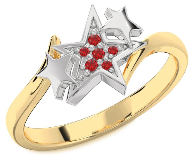 Ruby Platinum & Yellow Gold Star Ring
