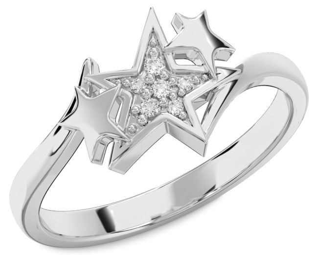 Diamond White Gold Star Ring