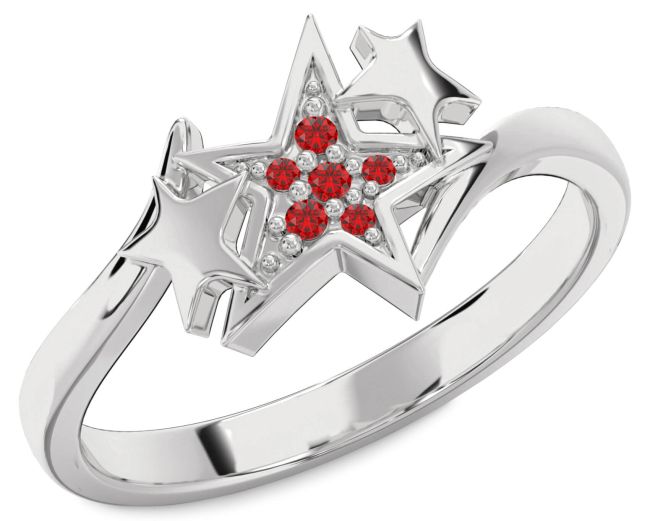 Ruby Silver Star Ring