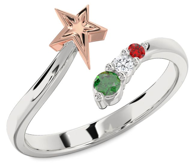 White Rose Gold Star Ring