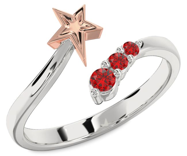 Ruby Platinum & Rose Gold Star Ring
