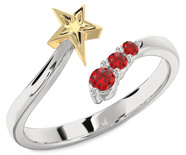 Ruby Platinum & Yellow Gold Star Ring