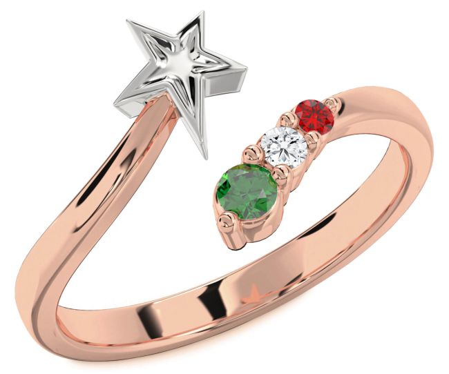 Platinum & Rose Gold Star Ring