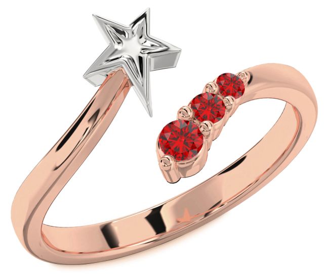 Ruby Rose Gold Silver Star Ring