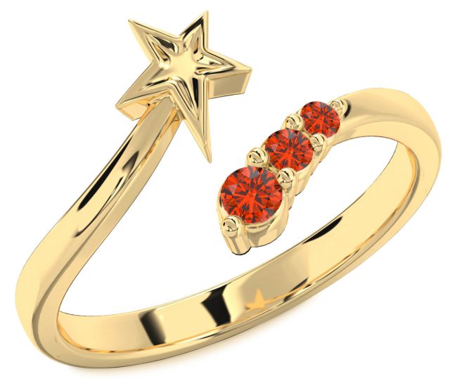 Fire Opal Gold Star Ring