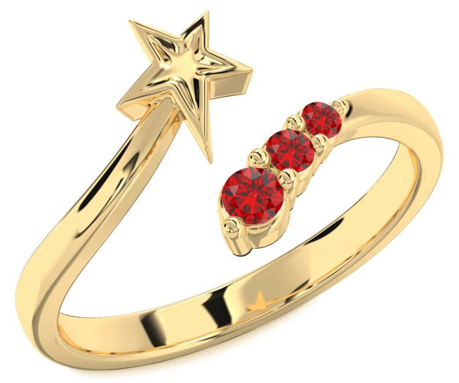 Ruby Gold Silver Star Ring