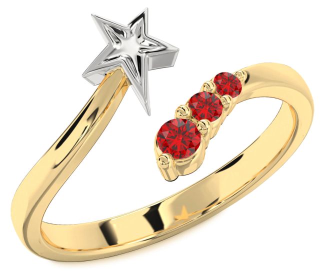 Ruby Platinum & Yellow Gold Star Ring