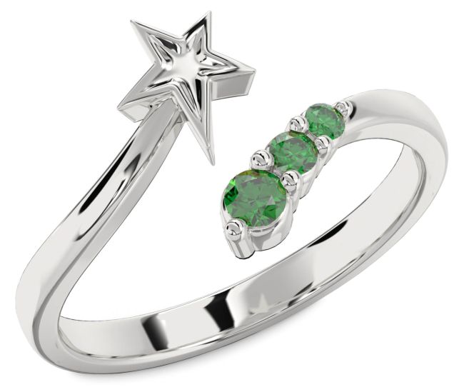 Emerald Platinum Star Ring