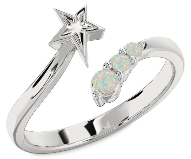 Opal Platinum Star Ring
