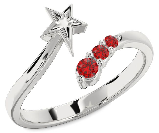 Ruby Silver Star Ring