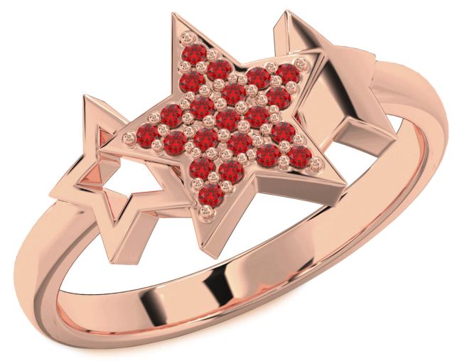 Ruby Rose Gold Silver Star Ring