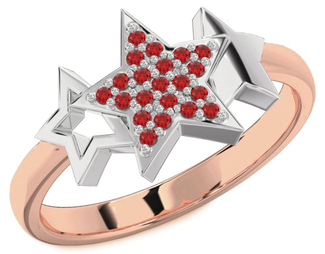 Ruby Rose Gold Silver Star Ring