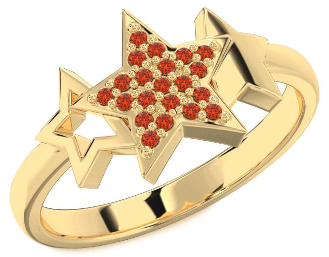Fire Opal Gold Star Ring