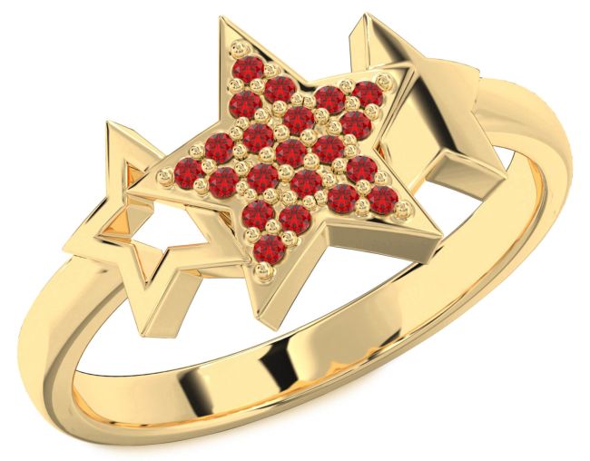 Ruby Gold Silver Star Ring