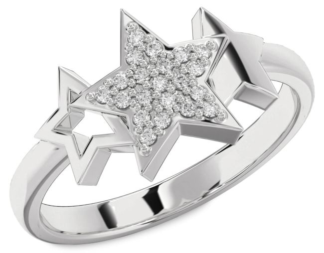 Diamond Silver Star Ring