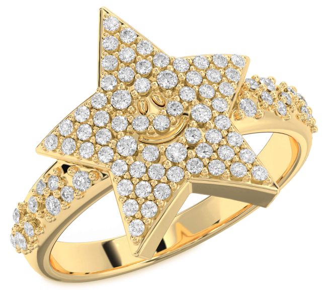 Diamond Gold Silver Star Ring