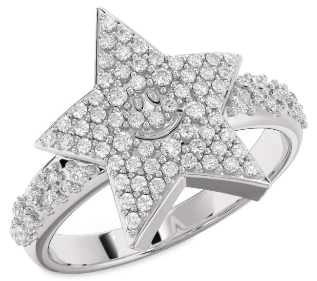 Diamond Silver Star Ring