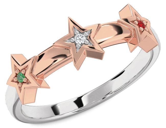 White Rose Gold Star Ring