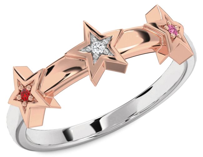 Rose Gold Silver Star Ring