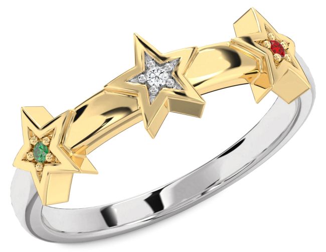Silver & 10K gold Star Ring