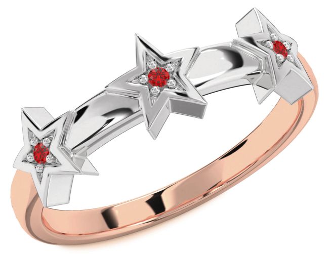 Ruby Rose Gold Silver Star Ring
