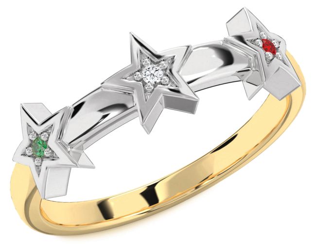 White Yellow Gold Star Ring