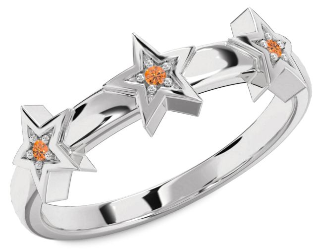 Citrine Silver Star Ring