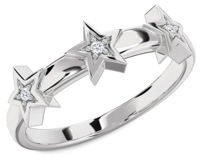 Diamond Platinum Star Ring