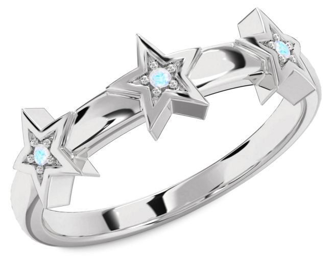 Moonstone Platinum Star Ring