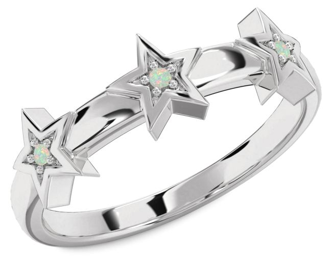 Opal White Gold Star Ring