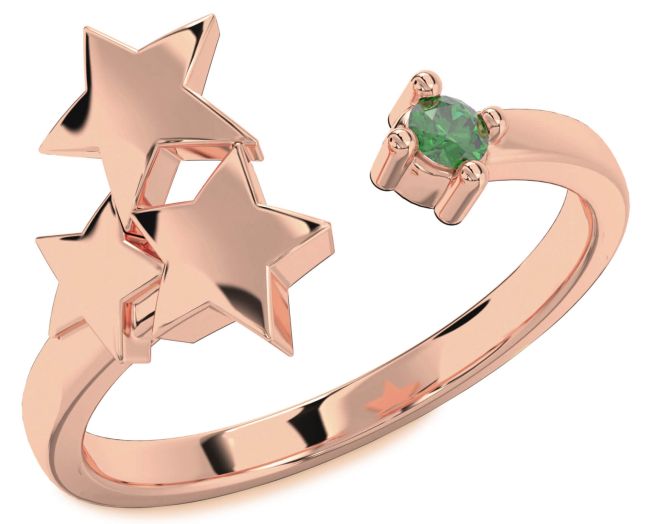 Emerald Rose Gold Star Ring